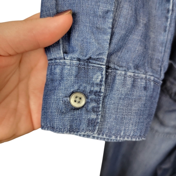 Sundance Catalog Cloth & Stone Vida Jumpsuit Size S Tencel Chambray Button Front - Picture 10 of 13